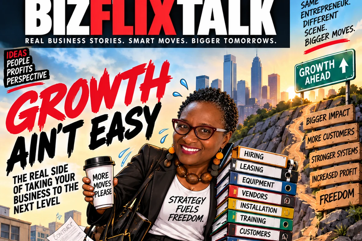 BizFlixTalk cover illustration: Growth Aint Easy - the real side of taking your business to the next level