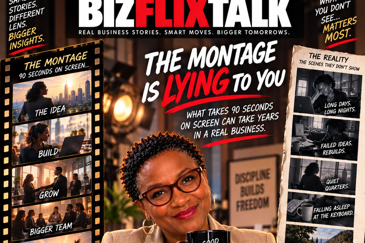 BizFlixTalk cover: The montage is lying to you - what takes 90 seconds on screen can take years in a real business